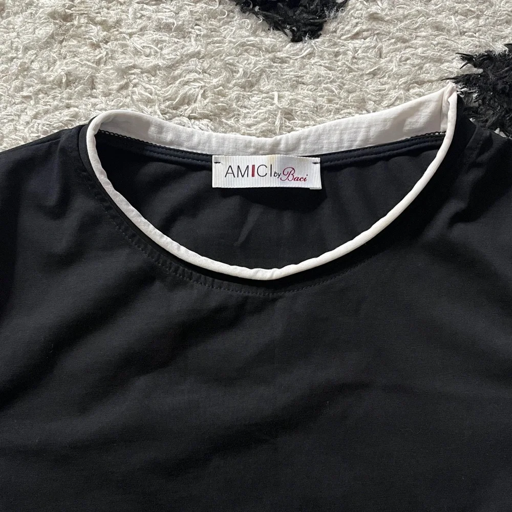 Amici by Baci size(look @ measurements) black and White Women's Top
